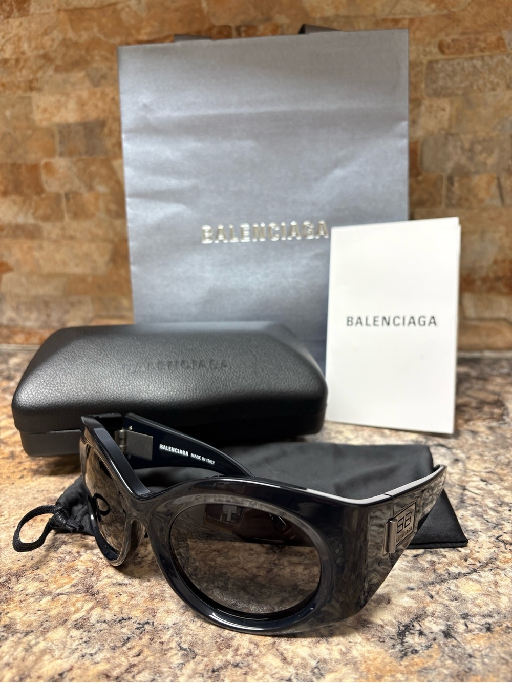 Balenciaga BB0189S Bold Round BB Logo Sunglasses
